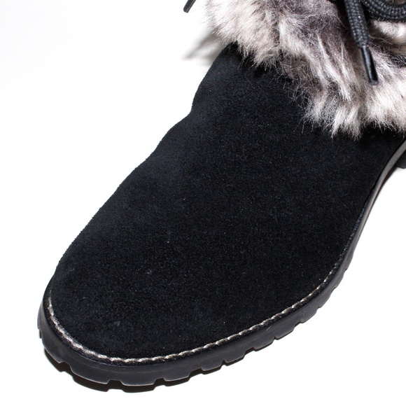 Talbots Tish Faux-Fur Ankle Boots in Black - Picture 6 of 15
